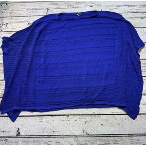 Misook Royal Blue Knit Poncho Top Size 2X Textured Open Stitch Sweater Blouse